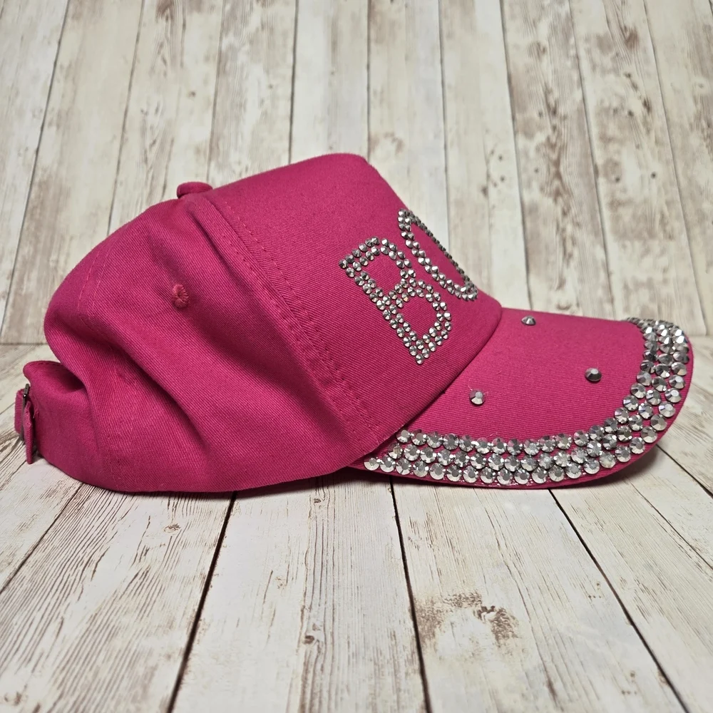 Pink Rhinestone BOSS Hat Bling Studded Baseball Cap Adjustable EUC - Picture 5 of 7